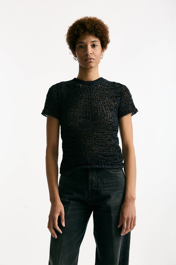 Maglia girocollo lavorata nero women Haikure