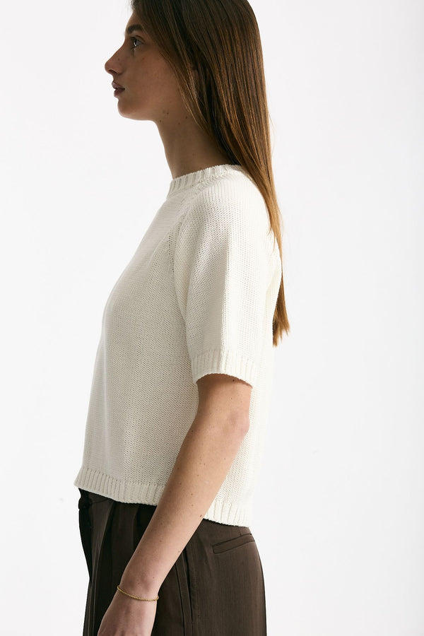 Maglia girocollo boxy bianco women Scaglione
