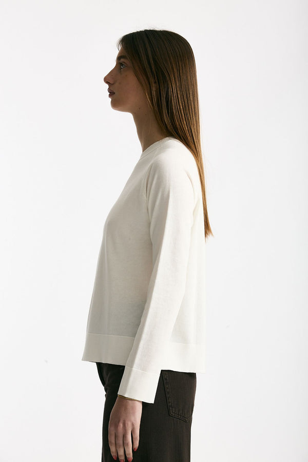 Maglia girocollo in cotone light bianco women Scaglione