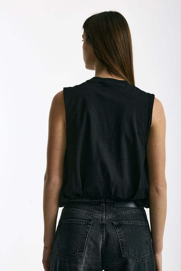 Crop top con arriccio nero women Woc