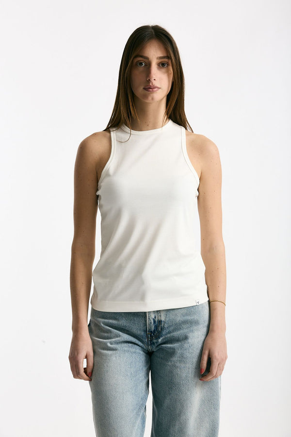 Top girocollo in modal bianco women Woc