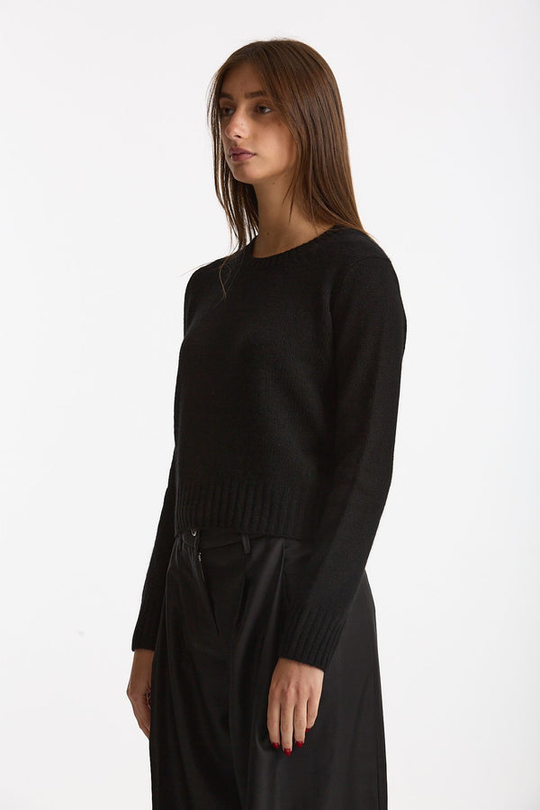 Maglia girocollo regular in cashmere a due fili nero women Be you