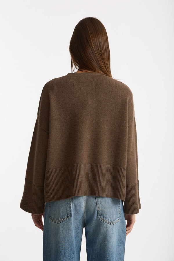 Cardigan over in cashmere a due fili beige tortora women Be you