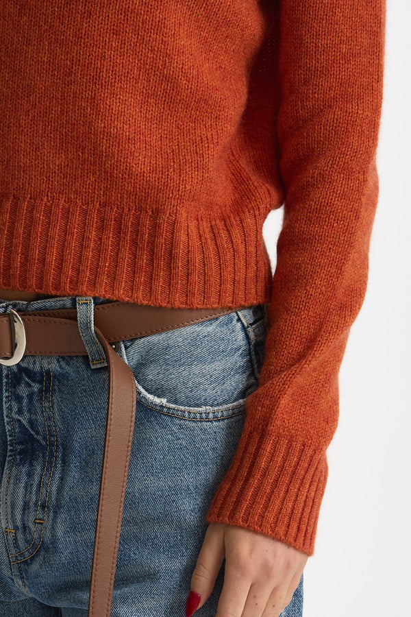 Maglia girocollo in cashmere a due fili arancio women Be you
