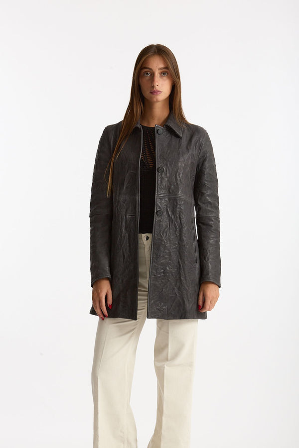 Soprabito in pelle grigio women Myskin