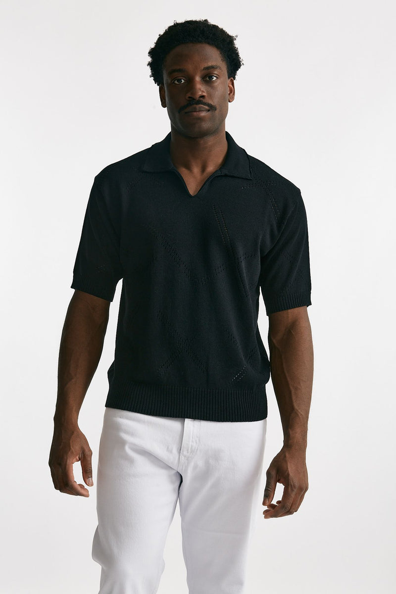 polo in cotone traforata nero men Atomo factory