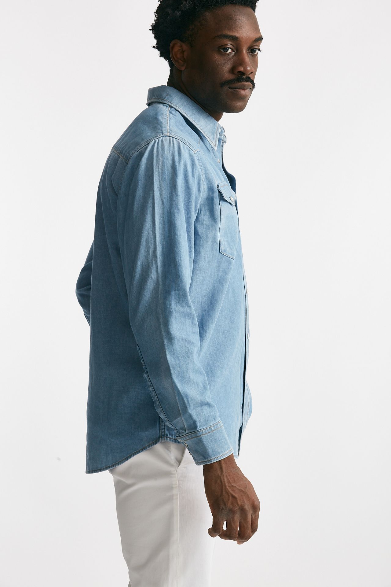 camicia in cotone denim chiaro men Department five - 4