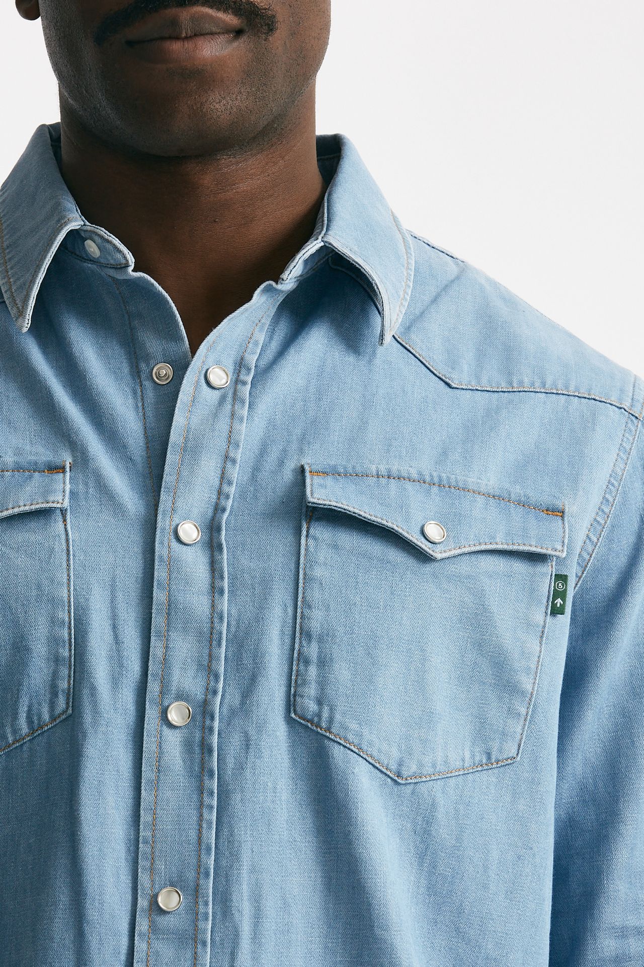 camicia in cotone denim chiaro men Department five - 5