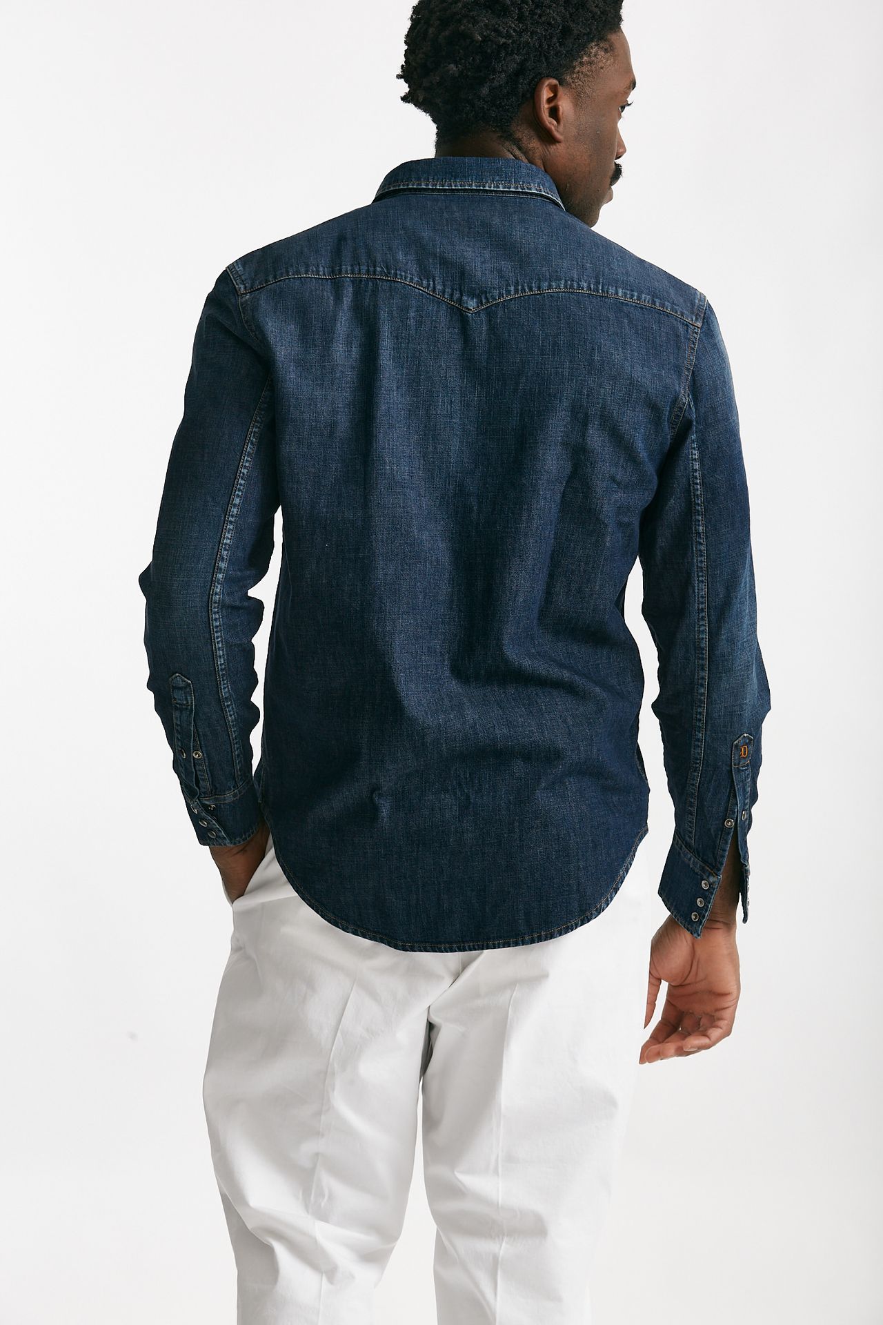 camicia in cotone fermo denim scuro men Dondup - 3