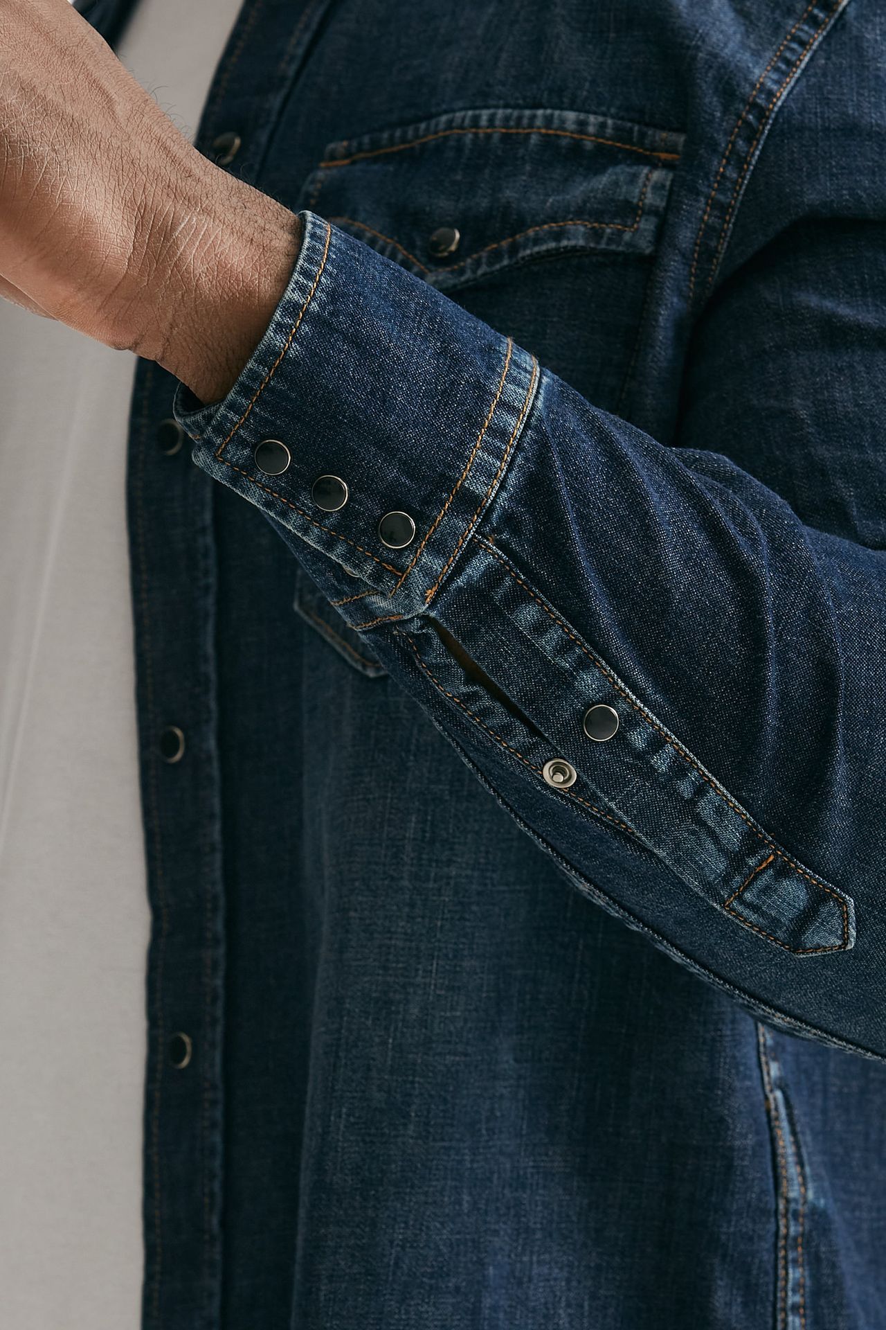 camicia in cotone fermo denim scuro men Dondup - 7