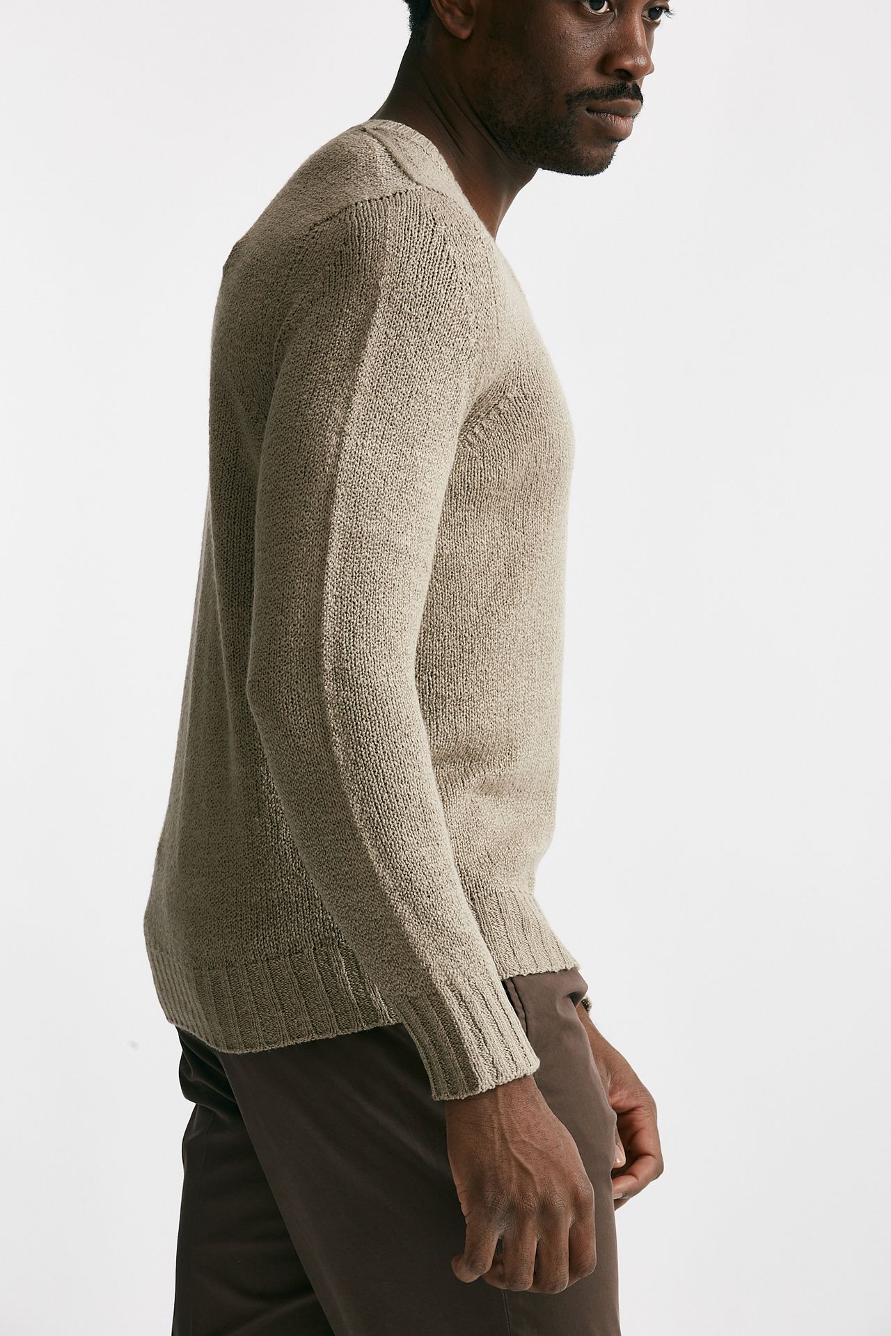 maglia in cotone scollo a v beige men Drumohr - 4