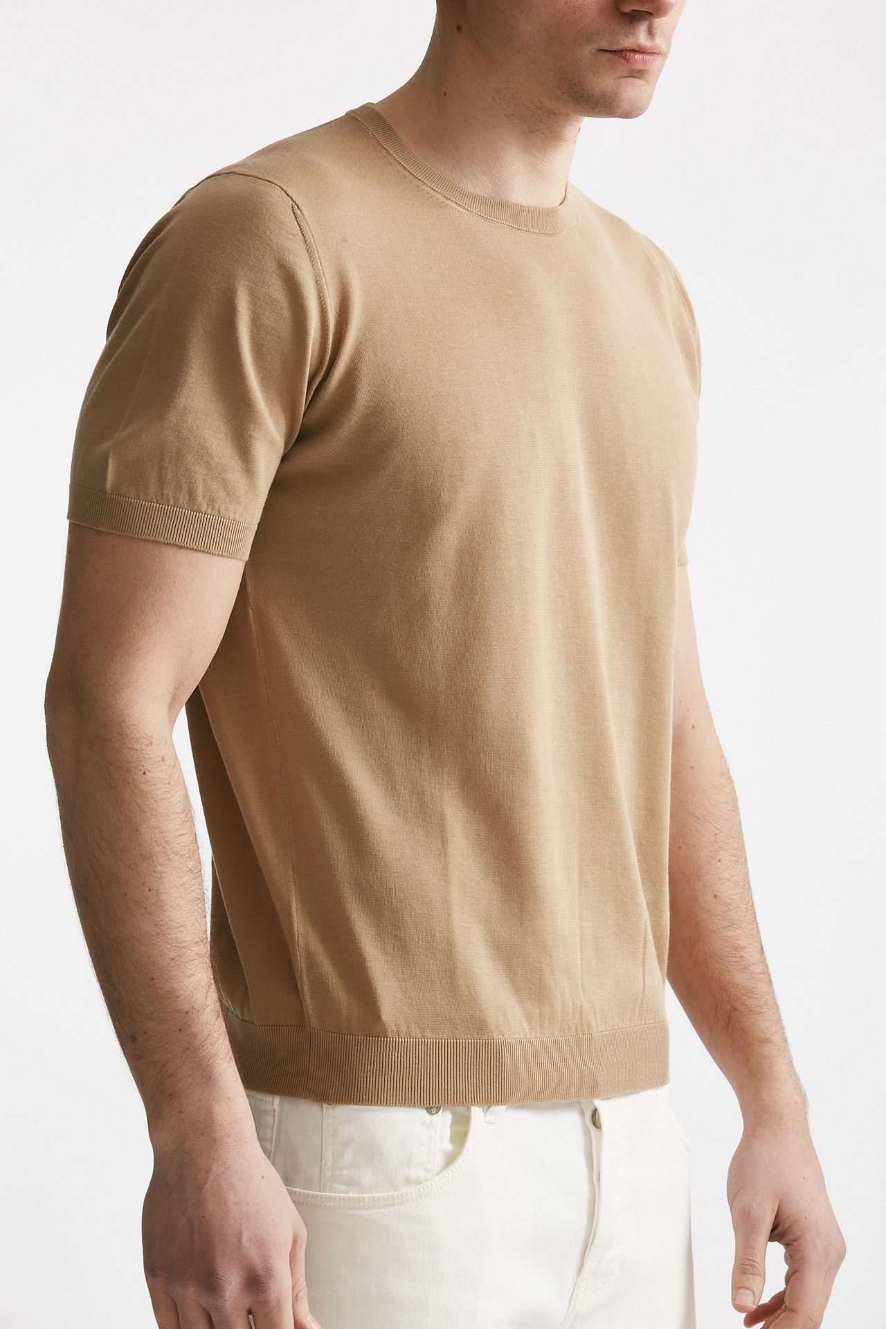 t-shirt in maglia cotone cammello men Drumohr - 4