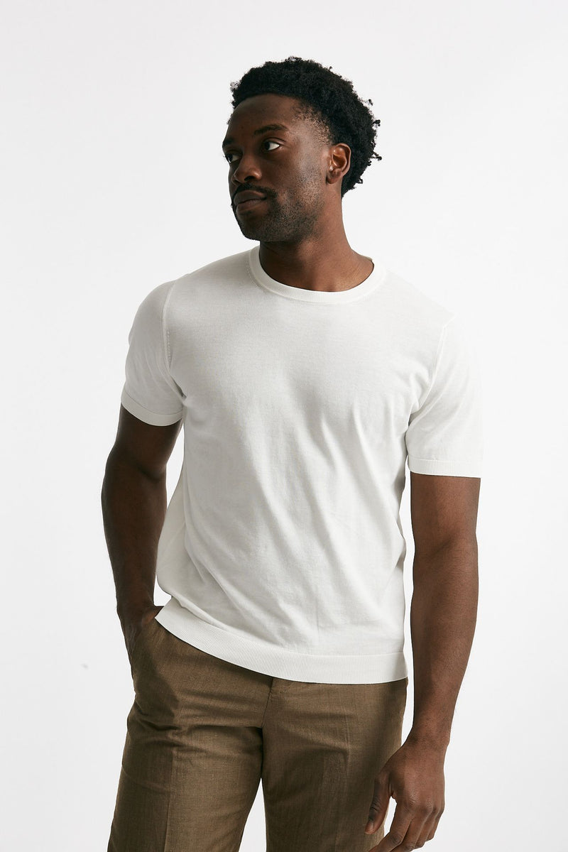 t-shirt in maglia cotone bianco men Drumohr
