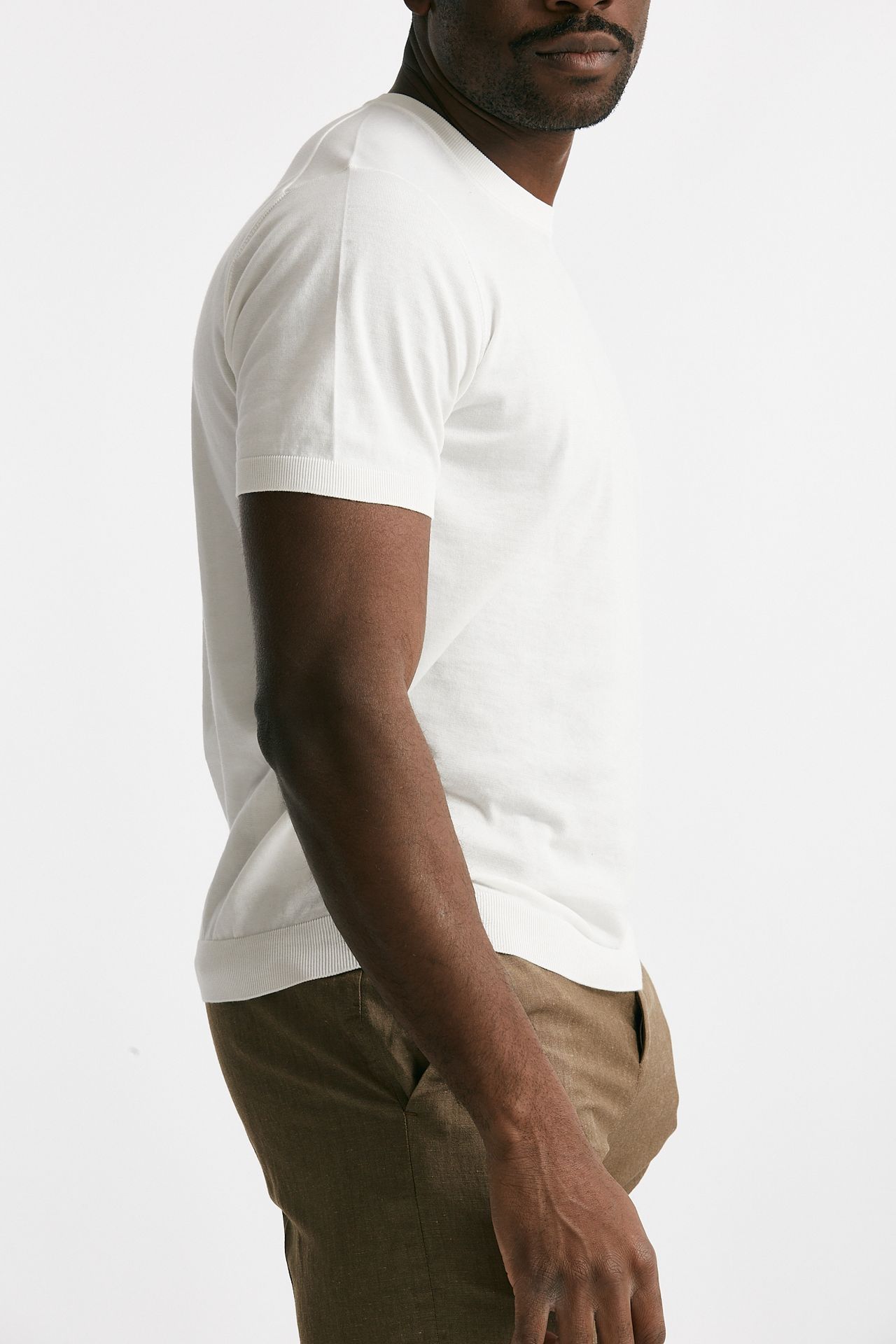 t-shirt in maglia cotone bianco men Drumohr - 4