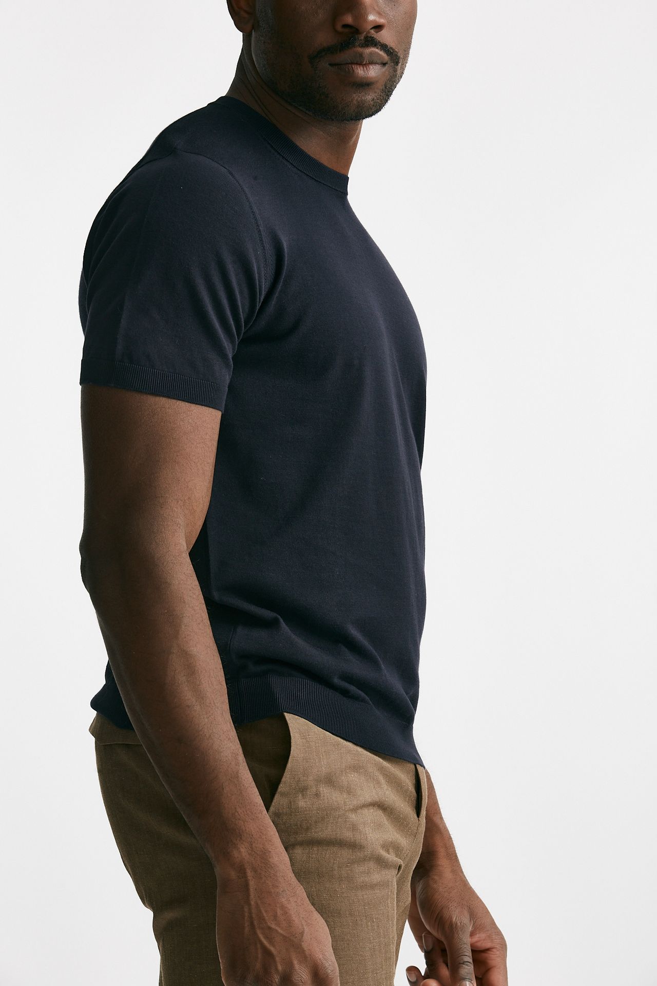 t-shirt in maglia cotone blu men Drumohr - 4