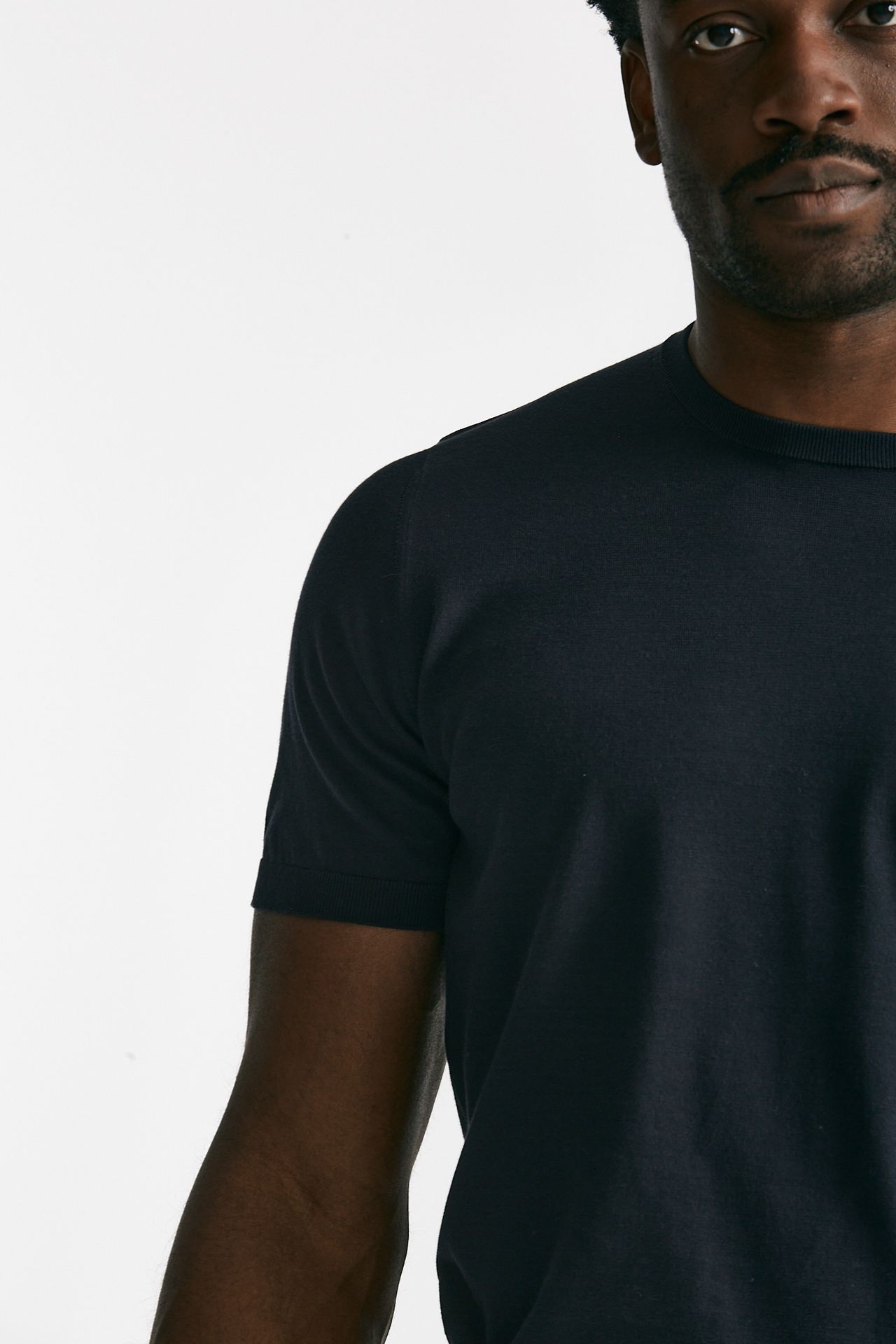 t-shirt in maglia cotone blu men Drumohr - 5