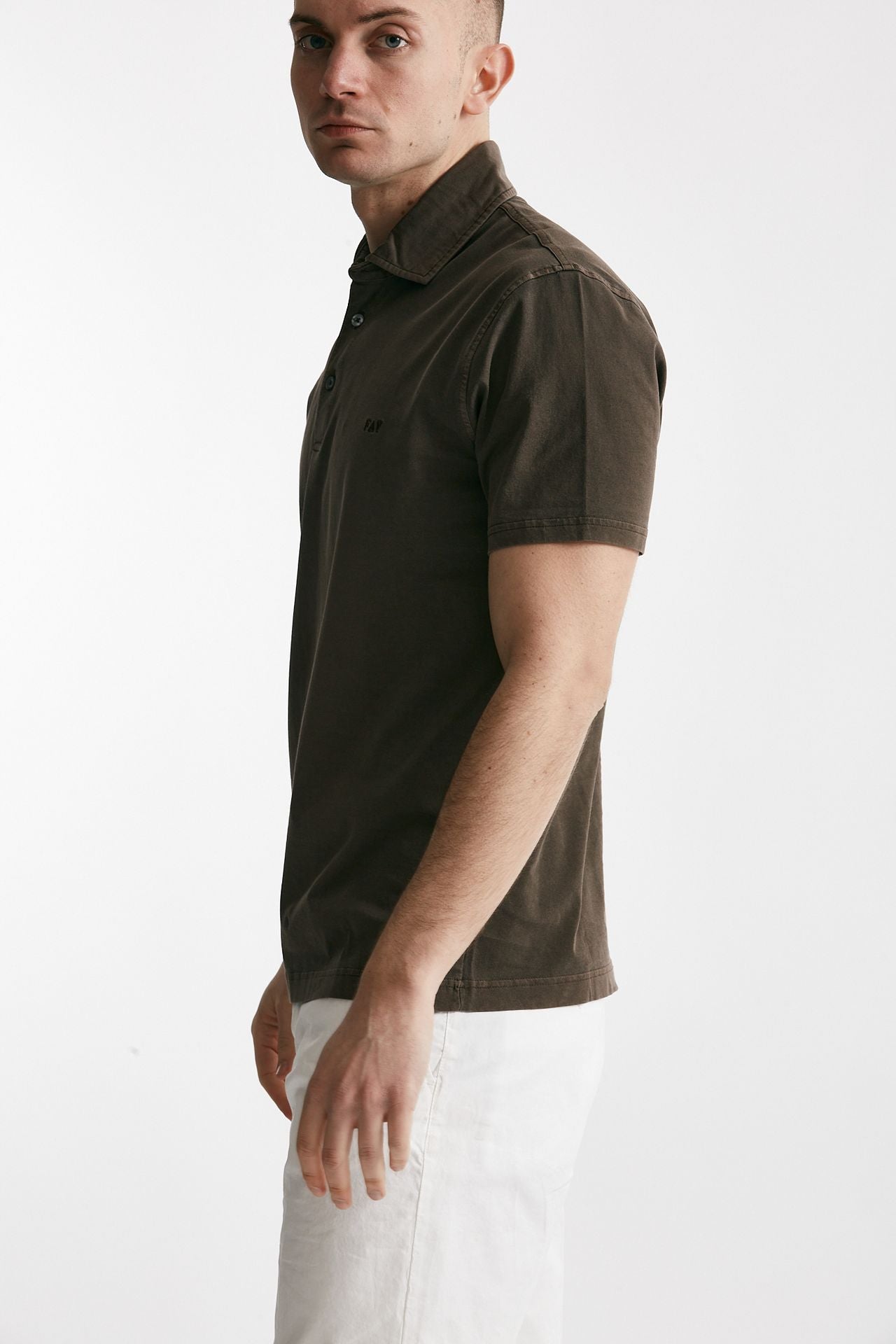 polo in cotone lavato marrone men Fay - 2