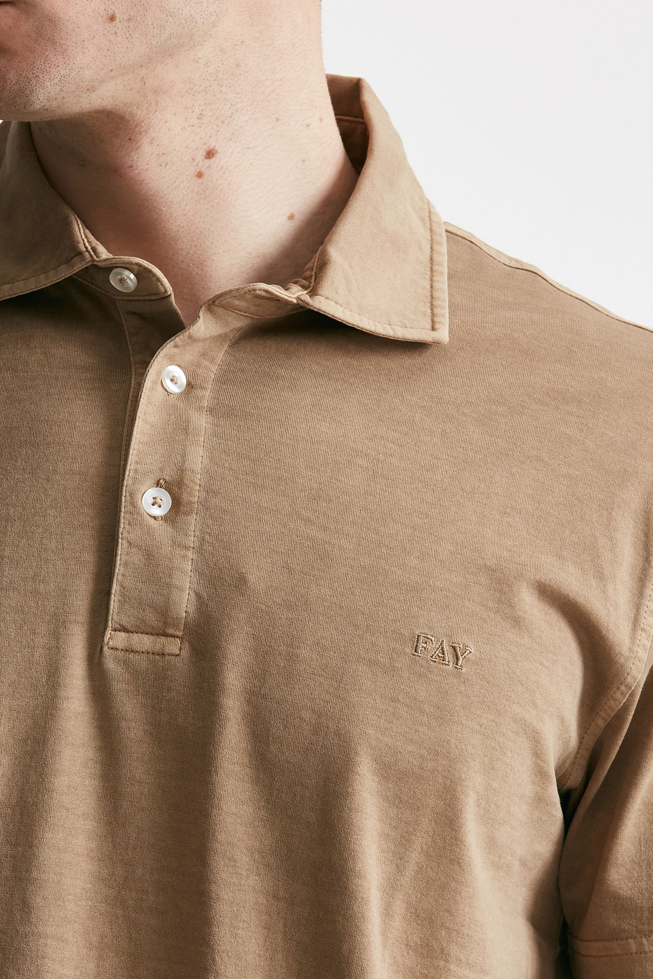 polo in cotone lavato cammello men Fay - 5
