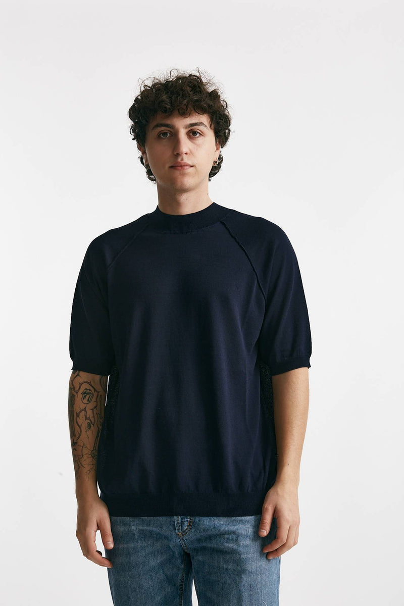 t-shirt in maglia cotone blu men Grifoni