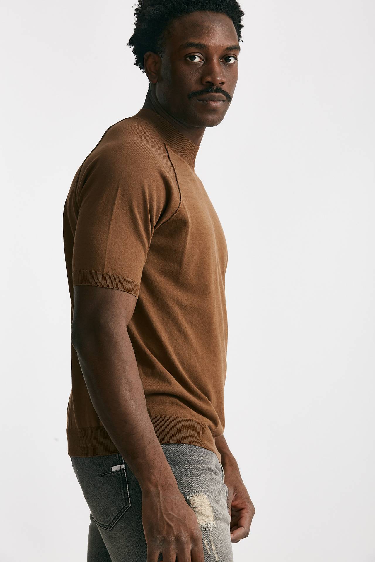 t-shirt in maglia cotone cammello men Grifoni - 4