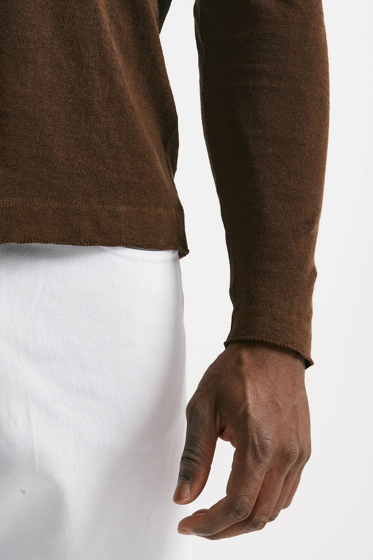 maglia scollo v in lino e cotone tabacco men Grifoni - 6