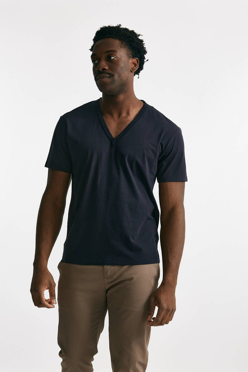 t-shirt scollo a v in cotone blu men Grifoni