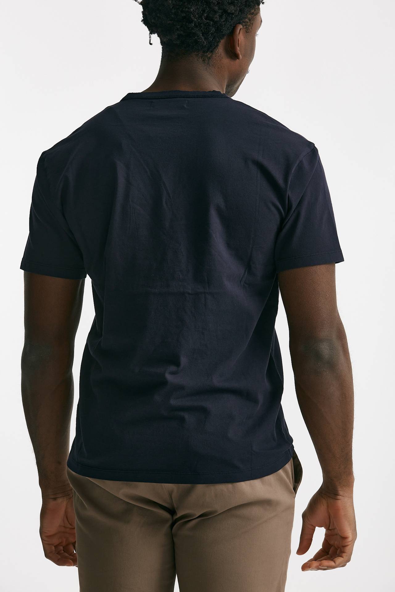 t-shirt scollo a v in cotone blu men Grifoni - 3
