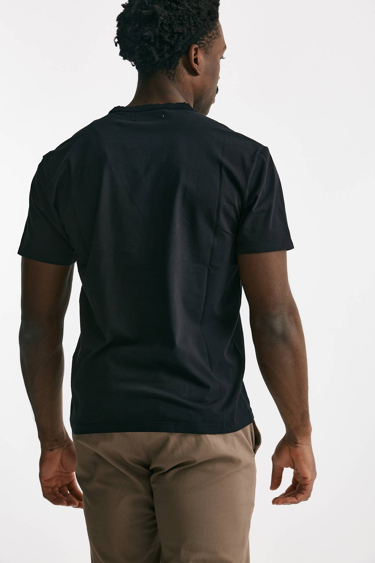 t-shirt scollo a v in cotone nero men Grifoni - 3