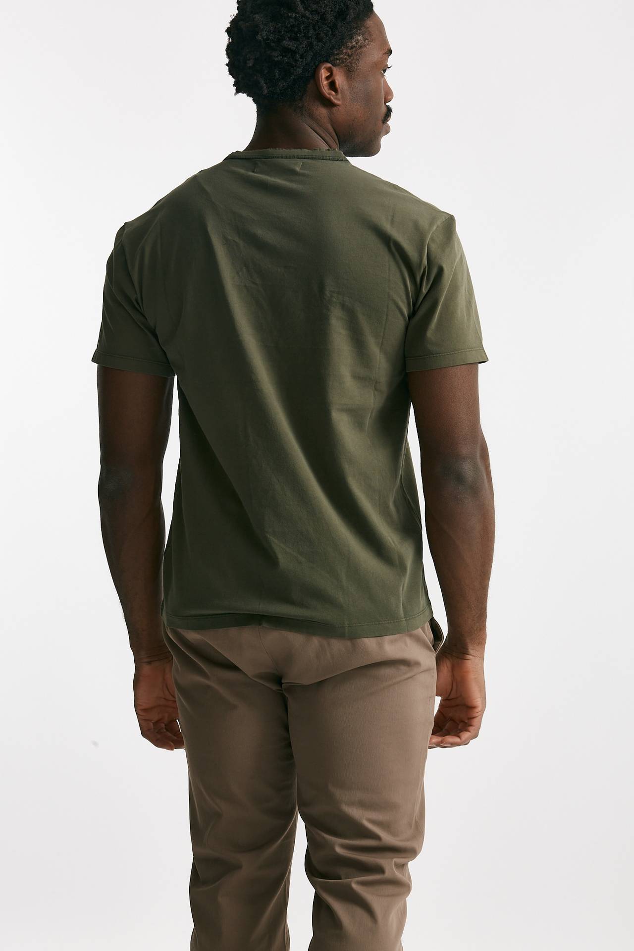 t-shirt scollo a v in cotone verde men Grifoni - 3