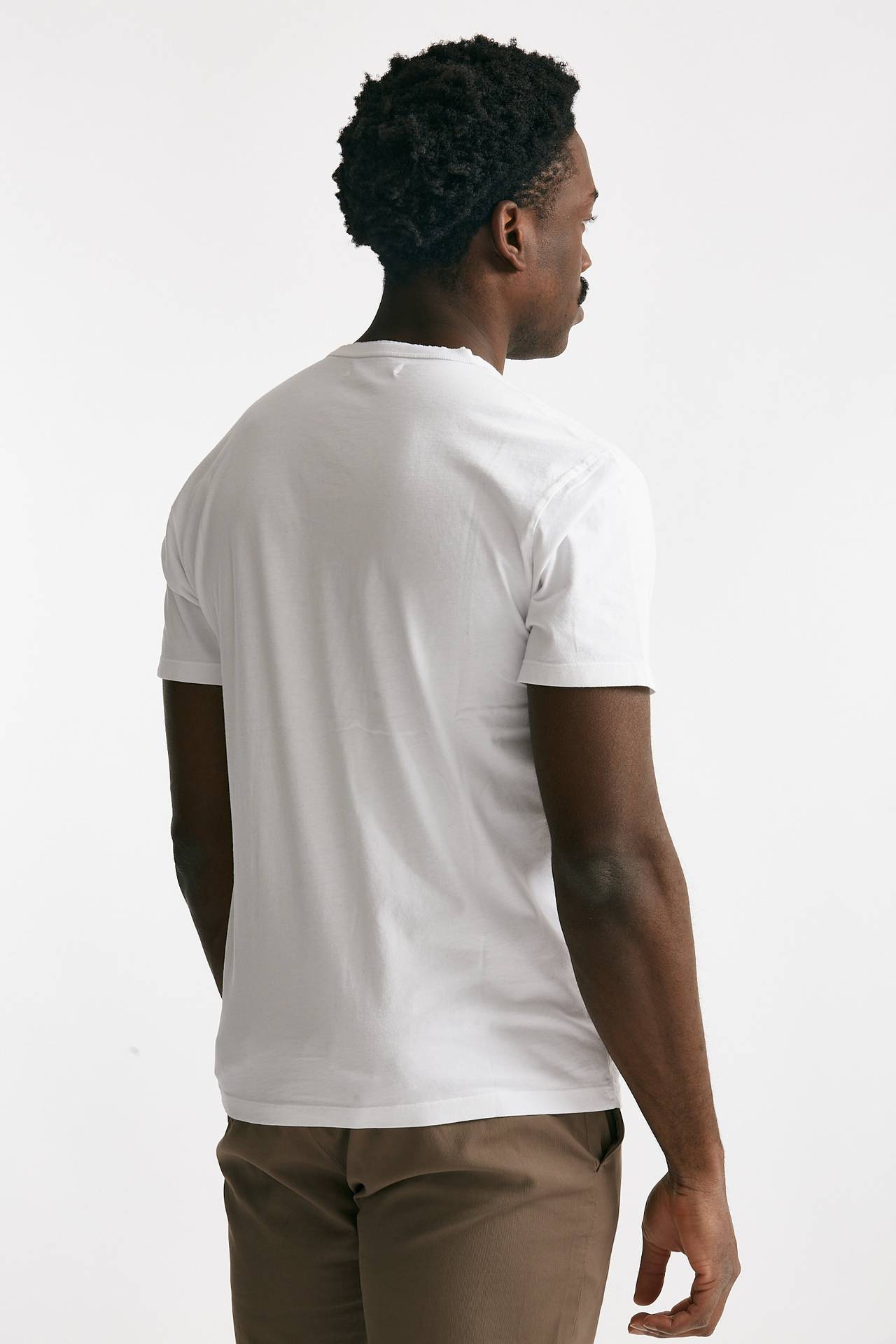 t-shirt scollo a v in cotone bianco men Grifoni - 3
