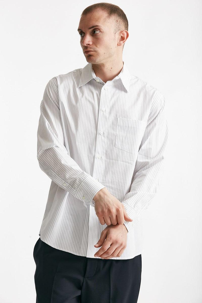 camicia in cotone bianco rigato grigio men Grifoni