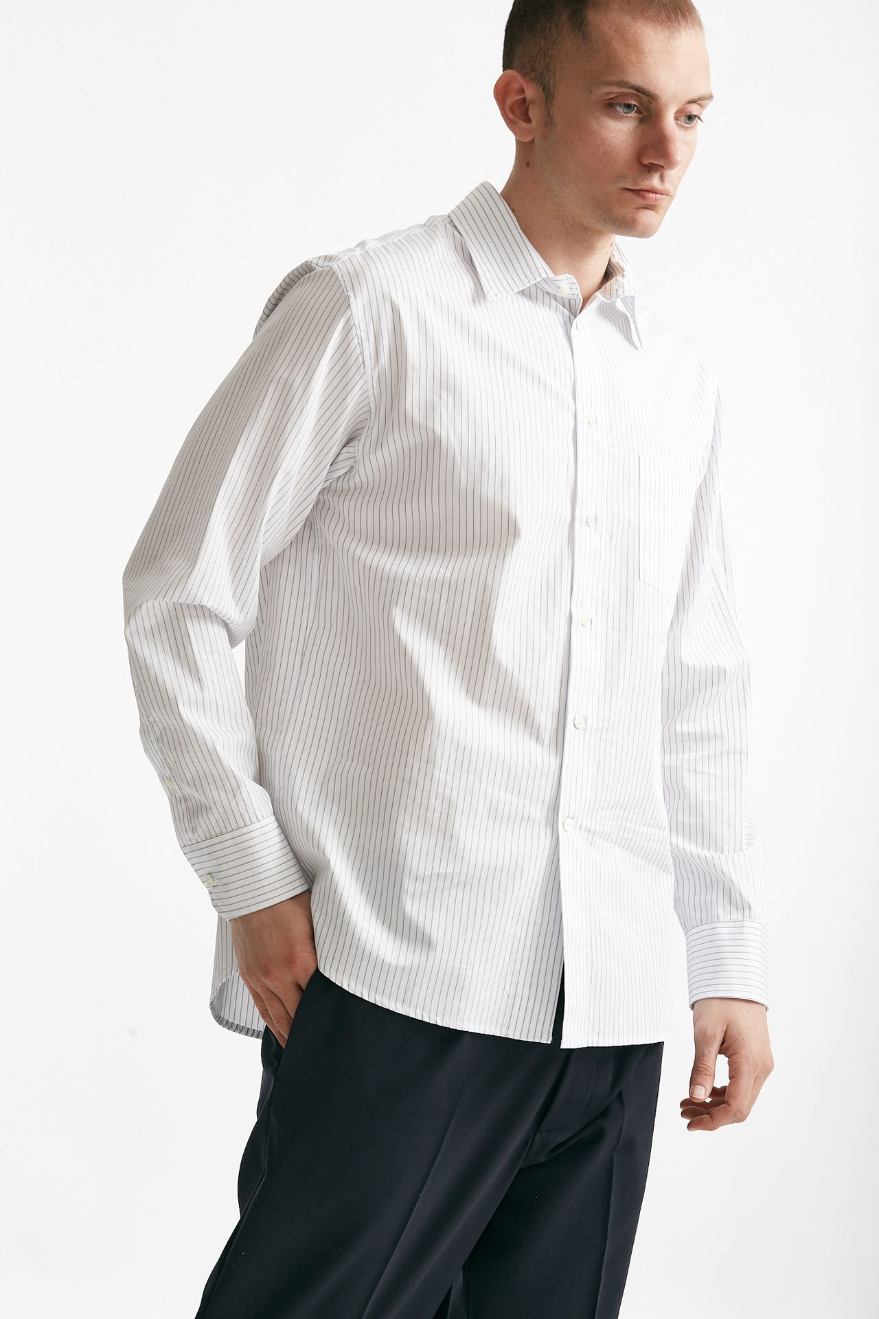 camicia in cotone bianco rigato grigio men Grifoni - 4