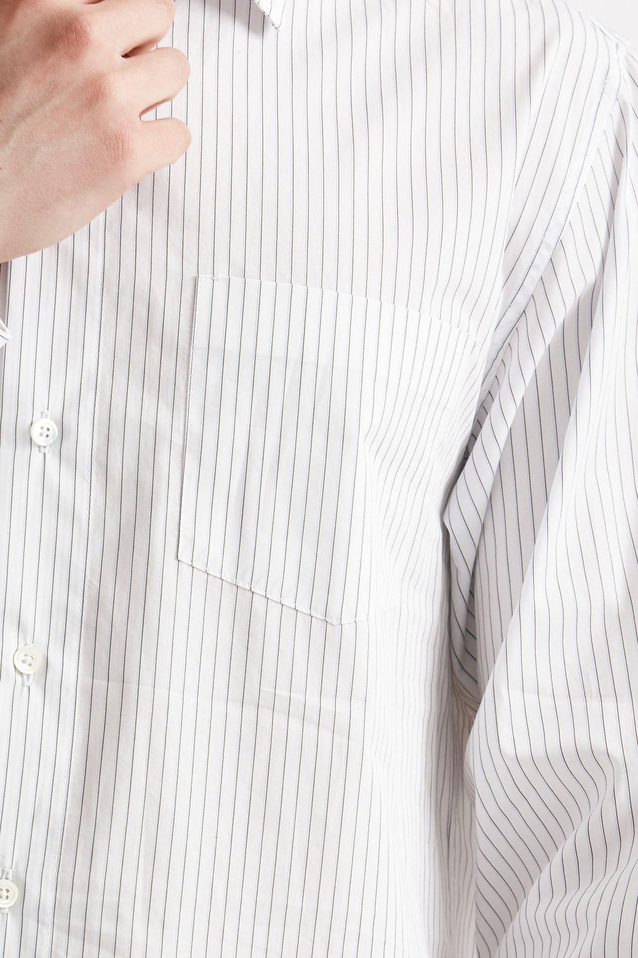 camicia in cotone bianco rigato grigio men Grifoni - 6