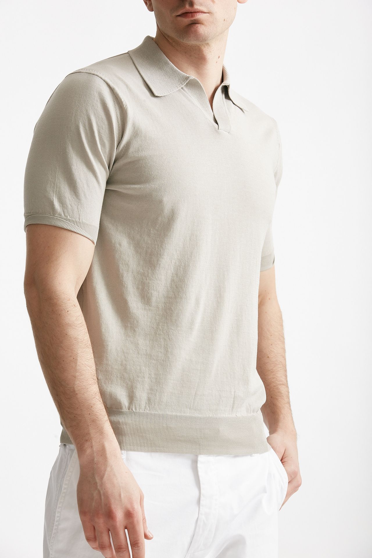 polo in cotone grigio perla men Hosio - 4