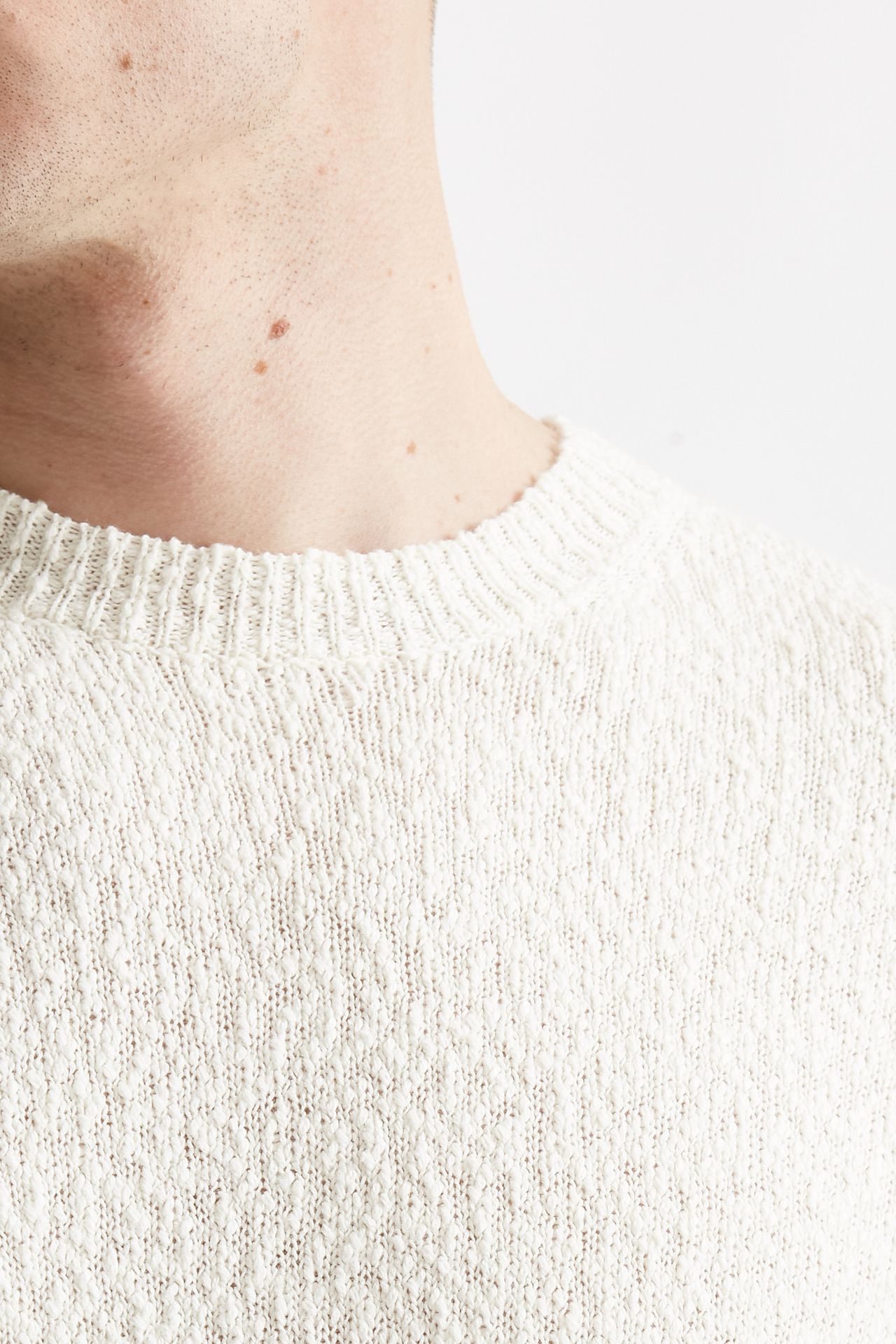 maglia in cotone lavorato boucle bianco men Hosio - 5