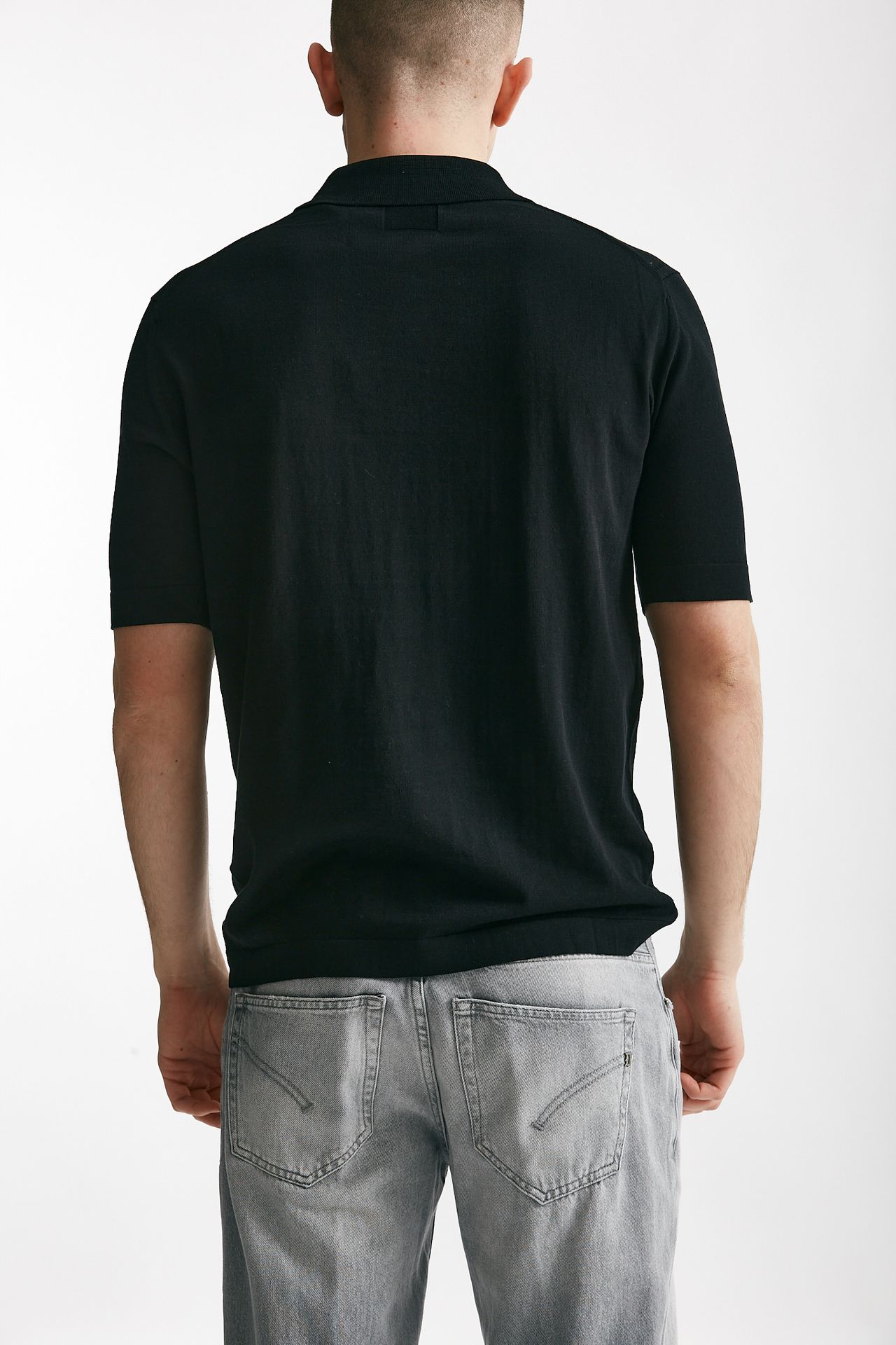 polo camicia in maglia cotone nero men Hosio - 3