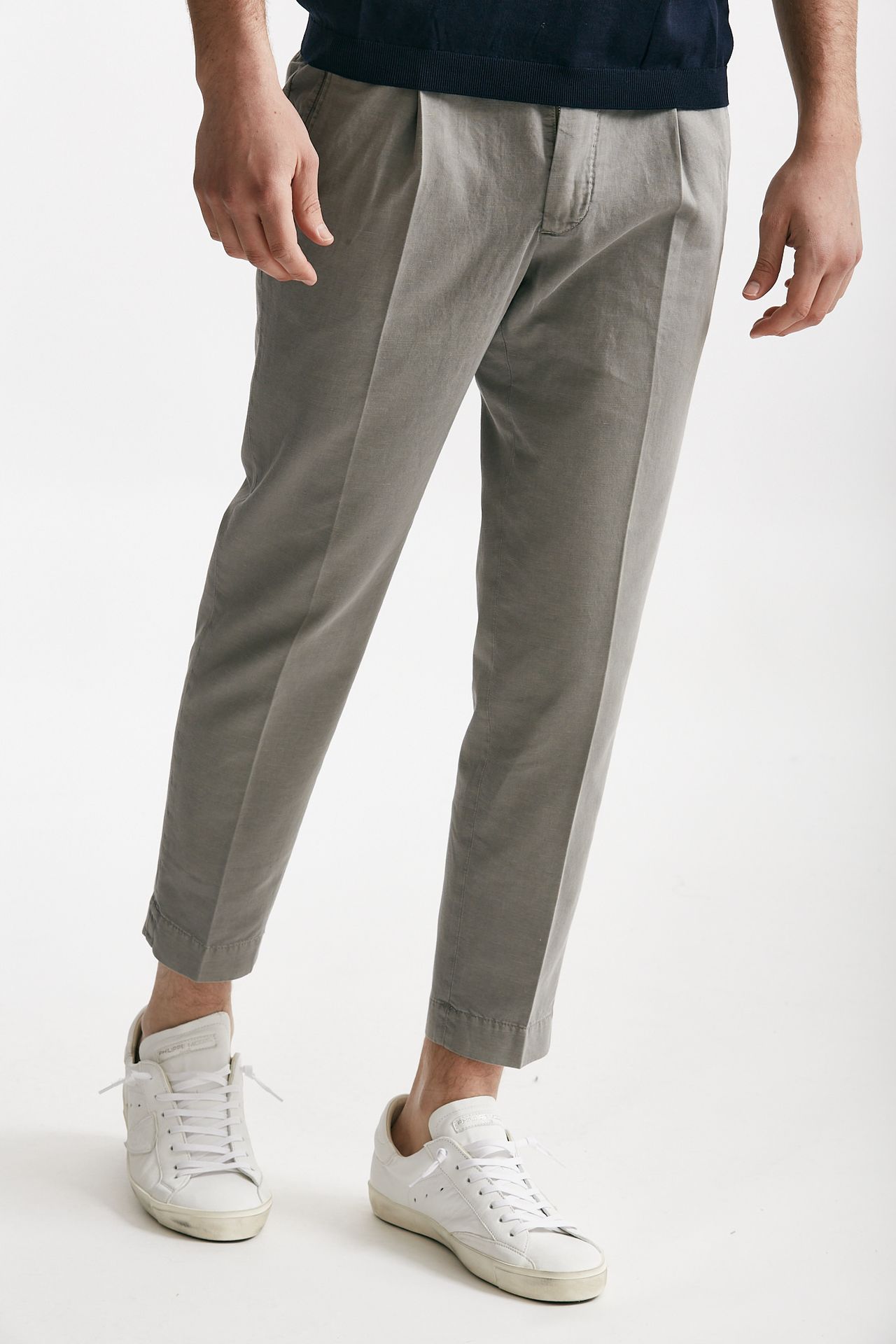 pantalone grigio cotone e lino men Incotex - 4