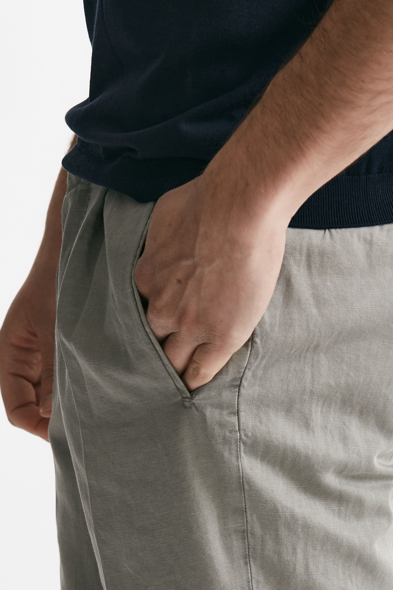 pantalone grigio cotone e lino men Incotex - 5