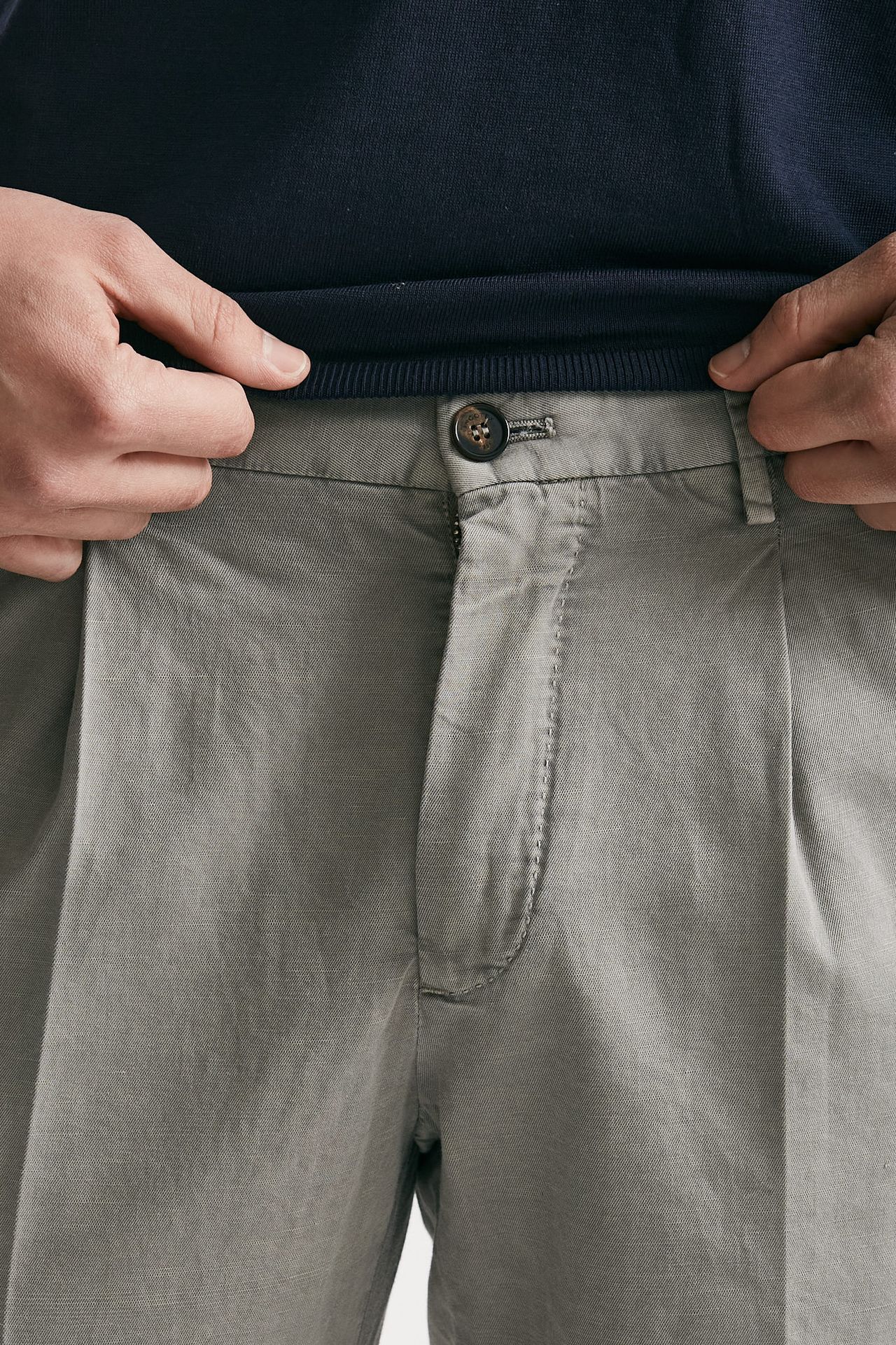 pantalone grigio cotone e lino men Incotex - 6