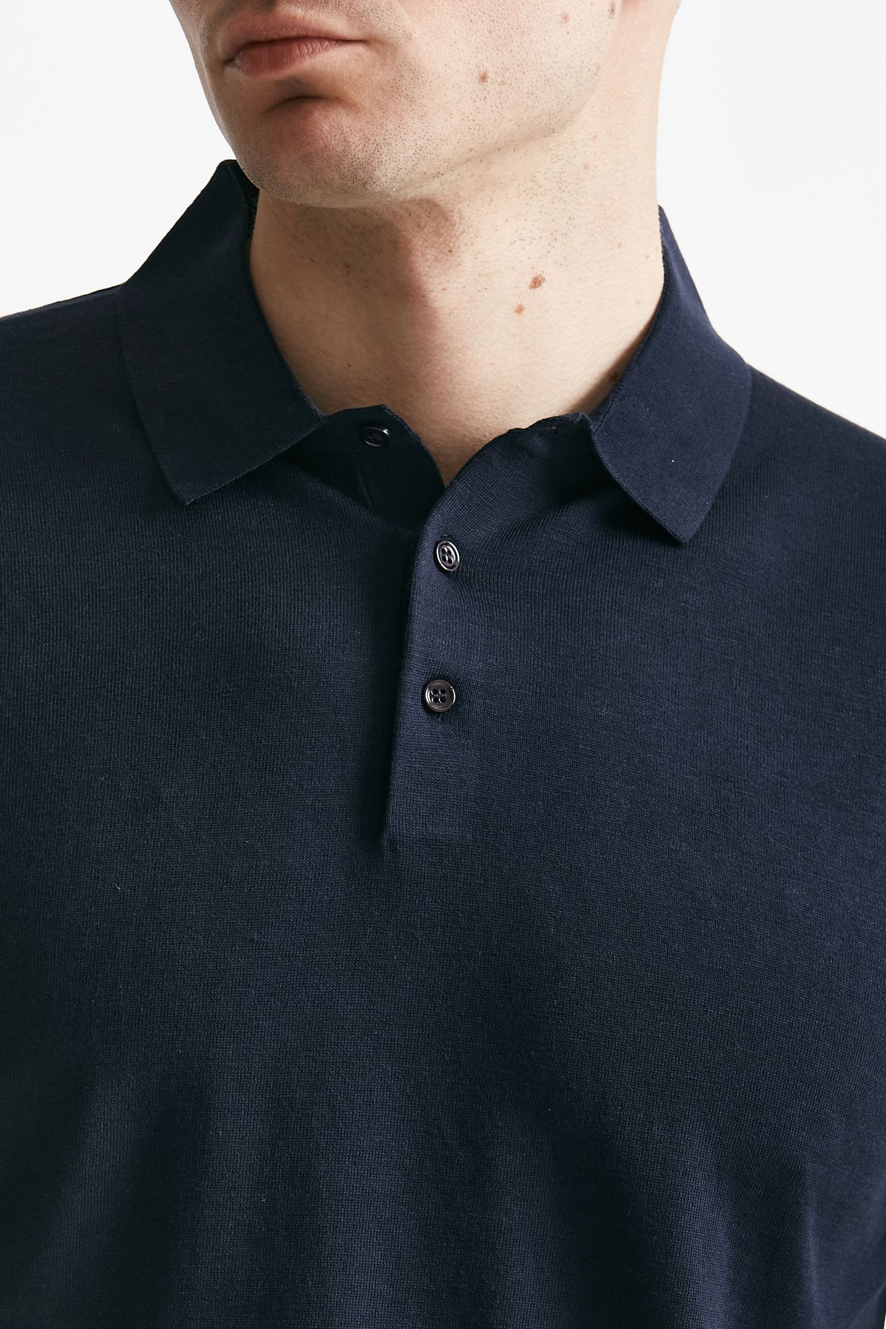 polo in seta e cotone blu men Kangra - 5
