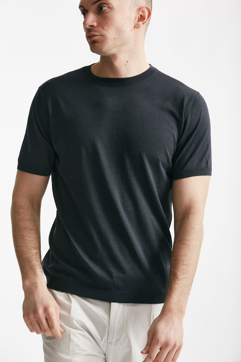 t shirt in seta e cotone grigio scuro men Kangra