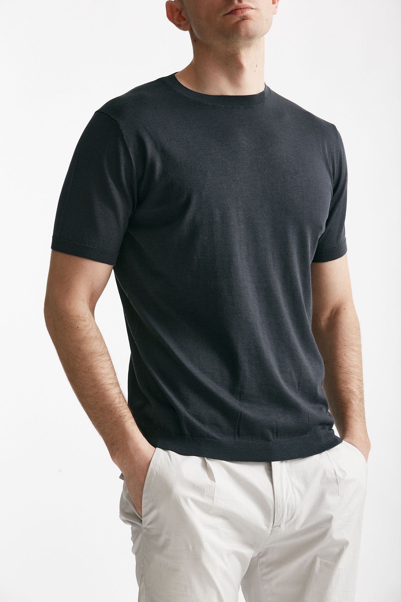 t shirt in seta e cotone grigio scuro men Kangra - 4