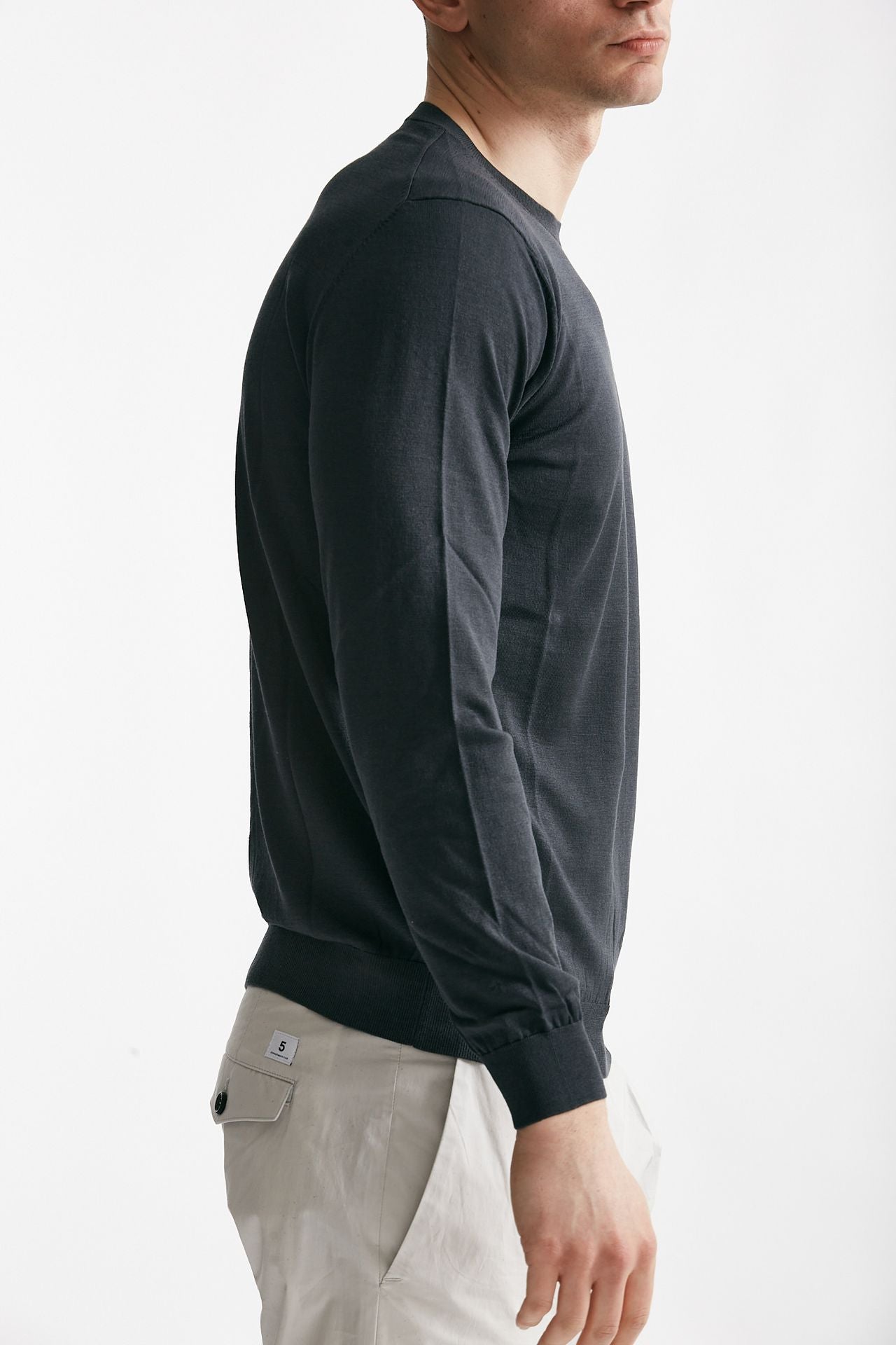maglia in cotone e seta grigio scuro men Kangra - 4