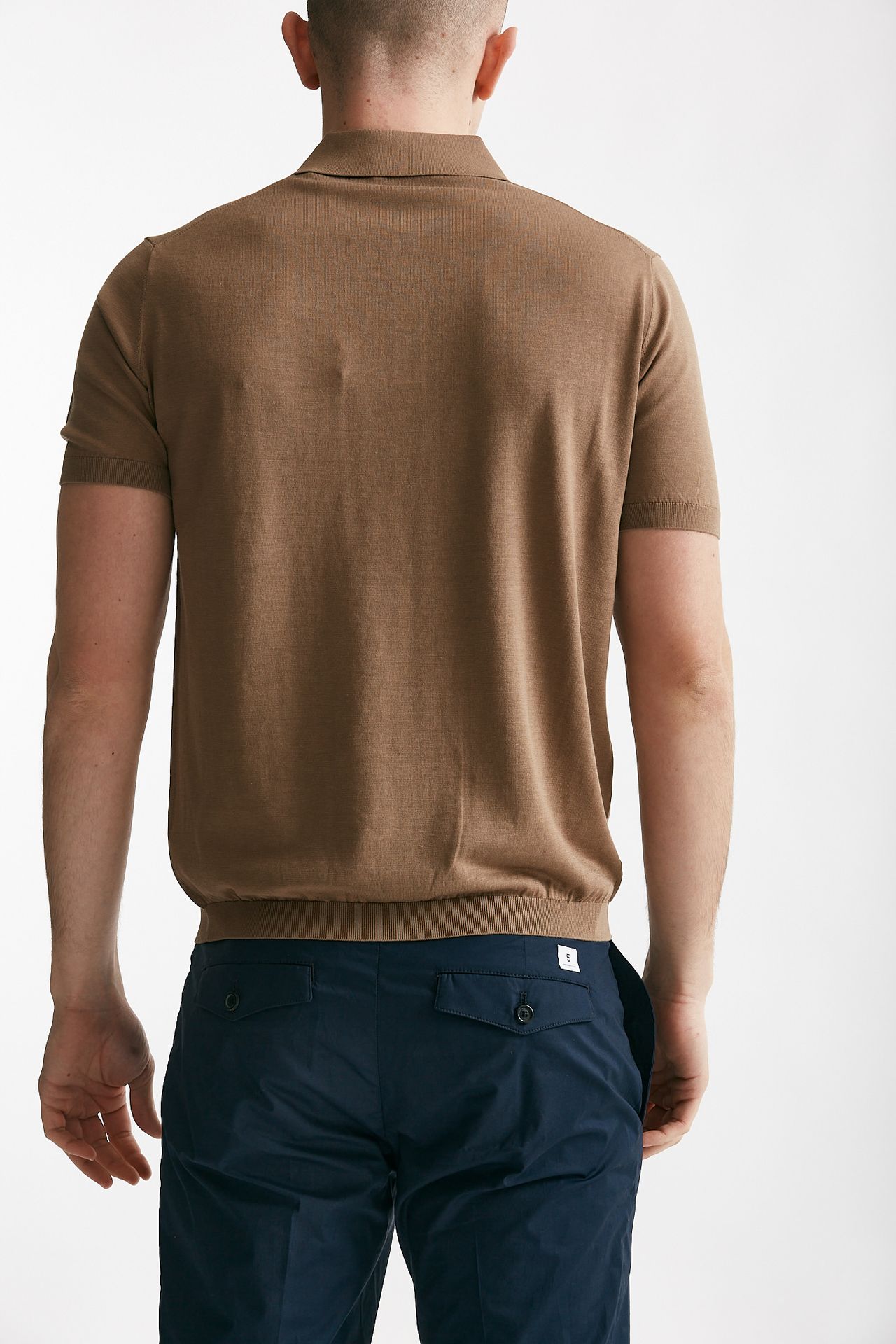 polo in seta e cotone cammello men Kangra - 3
