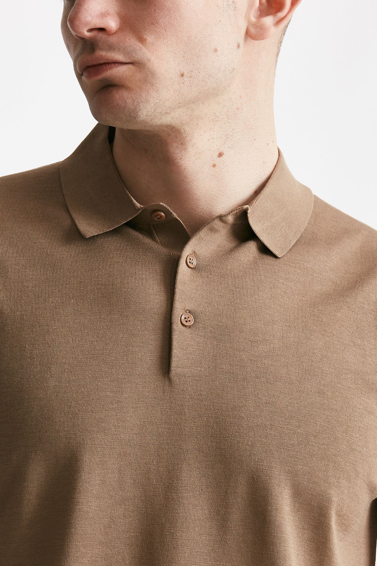 polo in seta e cotone cammello men Kangra - 5