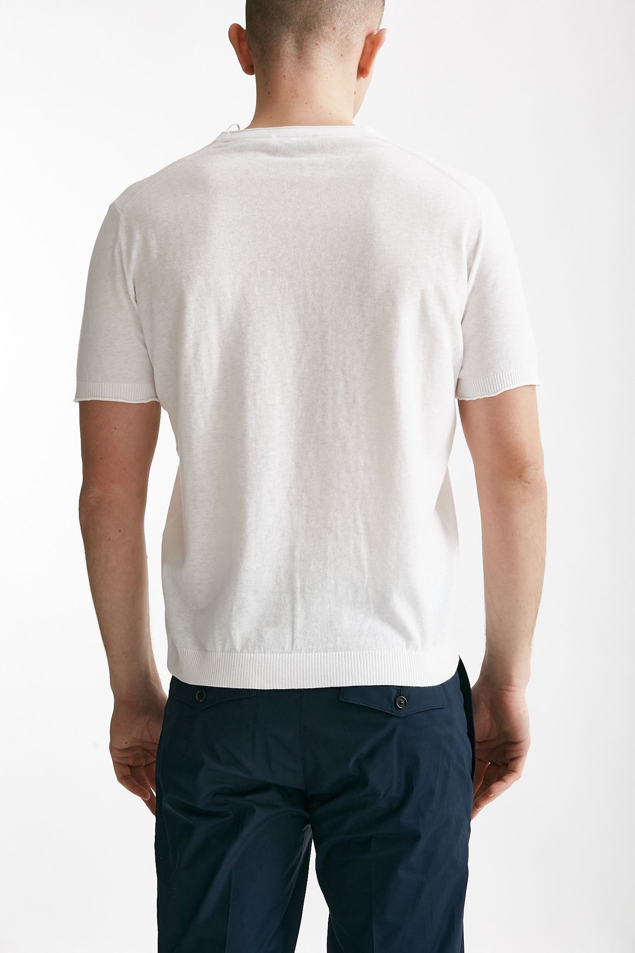 t shirt in maglia cotone e lino bianco men Kangra - 3