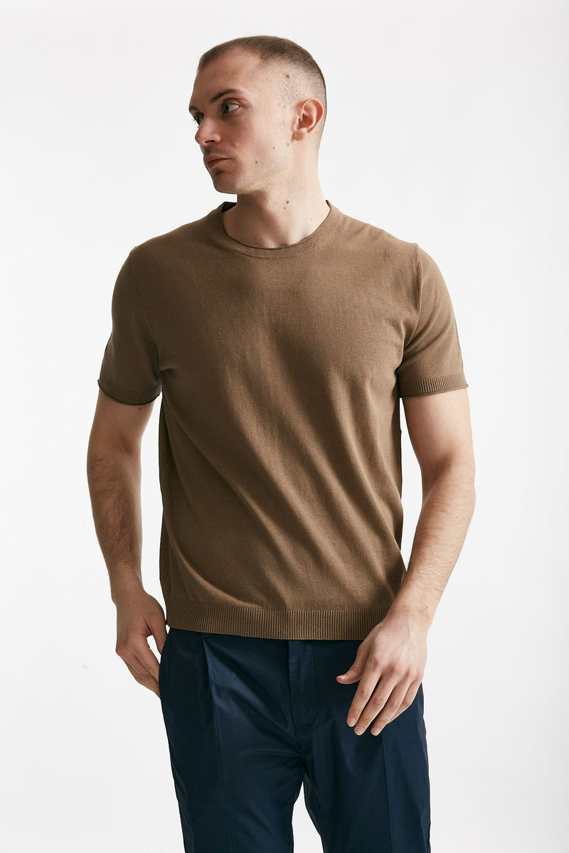 t shirt in cotone e lino cammello men Kangra
