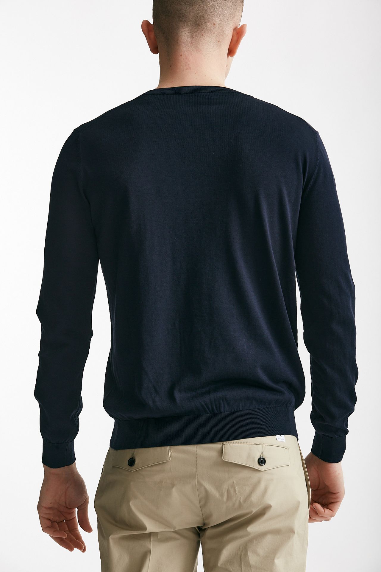 maglia in cotone e seta blu men Kangra - 3