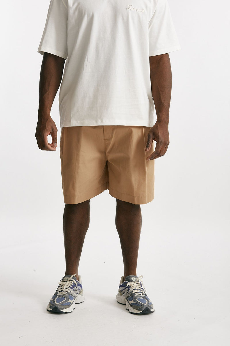 bermuda gamba ampia in cotone beige men Laneus