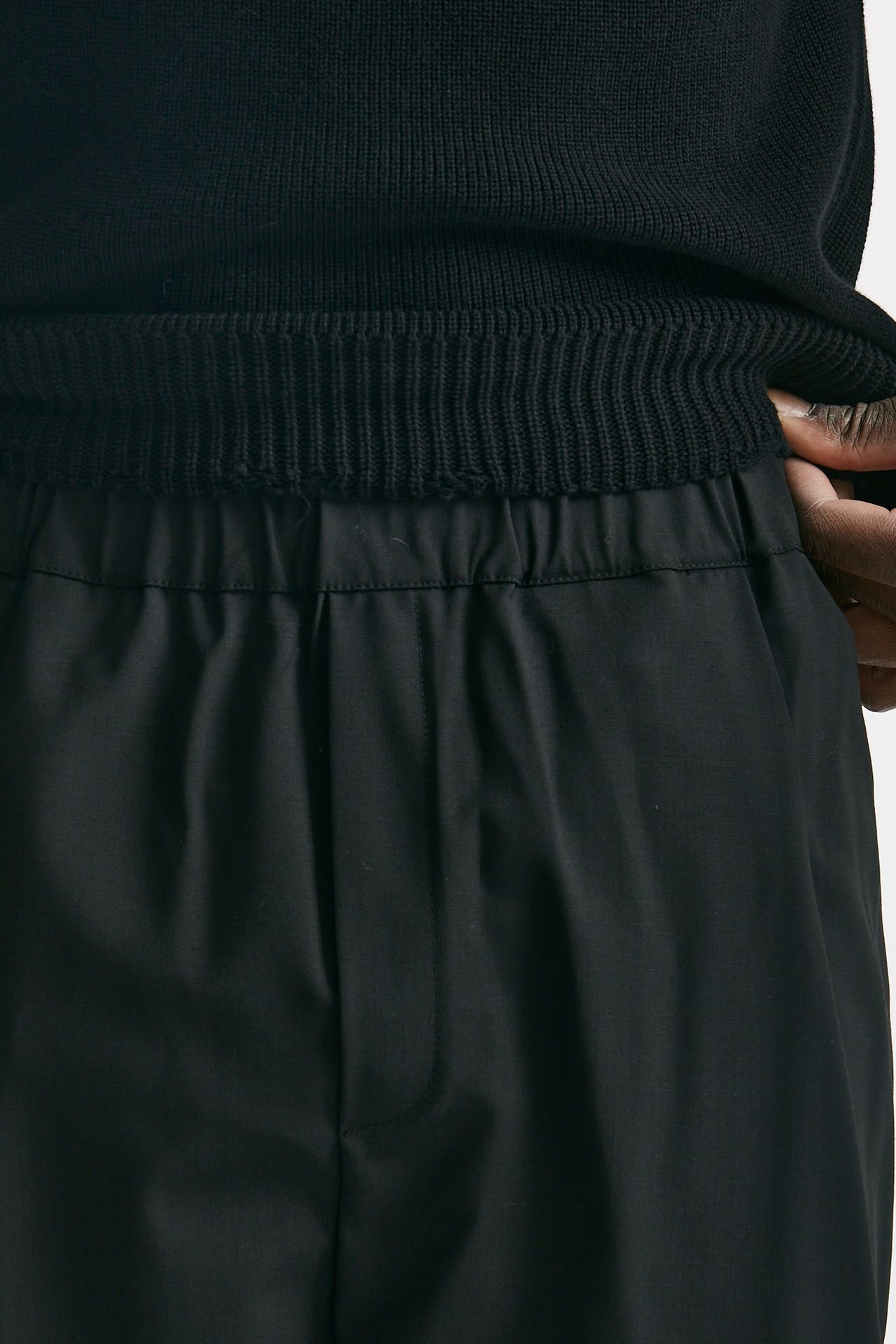 pantalone gamba ampia in lana stretch nero men Laneus - 5